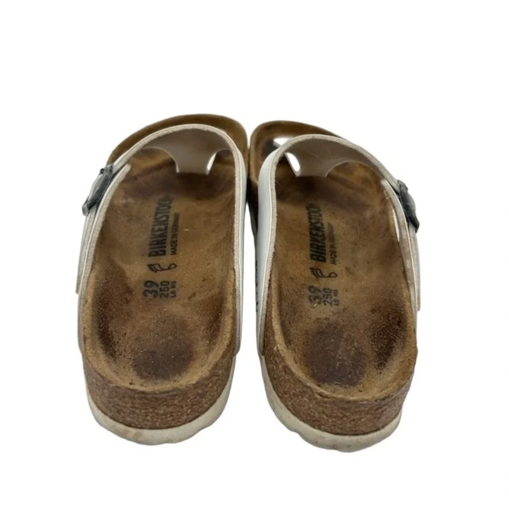 Birkenstock Gizeh Sandals Women's Size 39 US 8 White Birko Flor Thong Cork